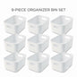 Storage Bins Set 3/6/9PCS, Multi-Purpose Plastic Organizer Bins with Handles, Stackable Kitchen Pantry Storage Baskets for Refrigerator, Cabinets, Bathroom and Home Organization