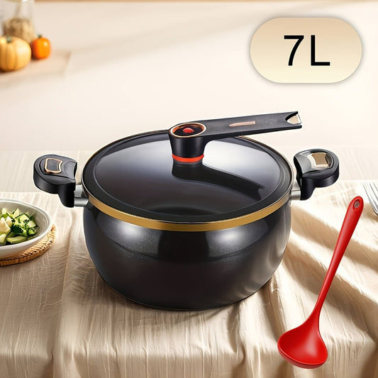 2-Piece Cast Iron Pot Set with Lid, Double Handle Non-Stick Soup Pot for Home Cooking, Ideal for All Stove Types, Perfect for Hot Pot & Stews, Versatile Kitchen Cookware