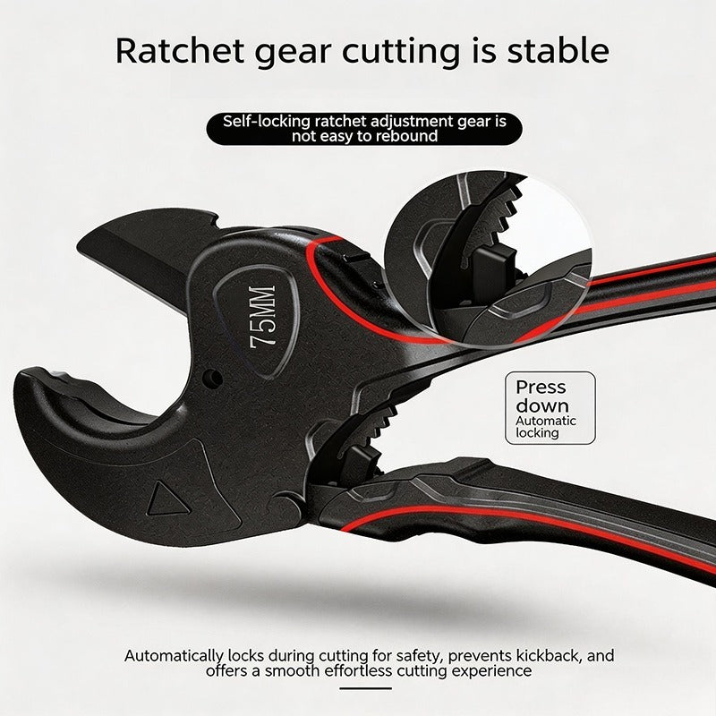 Professional PVC Pipe Cutter - Self-Locking Ratchet Pipe Cutting Tool for Hot-Melt Tubes, Durable Water Pipe Shears for Precise Pipe Cutting