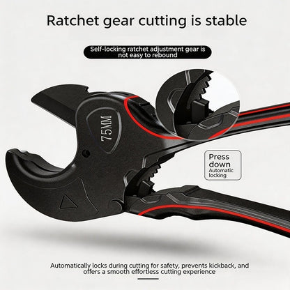Professional PVC Pipe Cutter - Self-Locking Ratchet Pipe Cutting Tool for Hot-Melt Tubes, Durable Water Pipe Shears for Precise Pipe Cutting