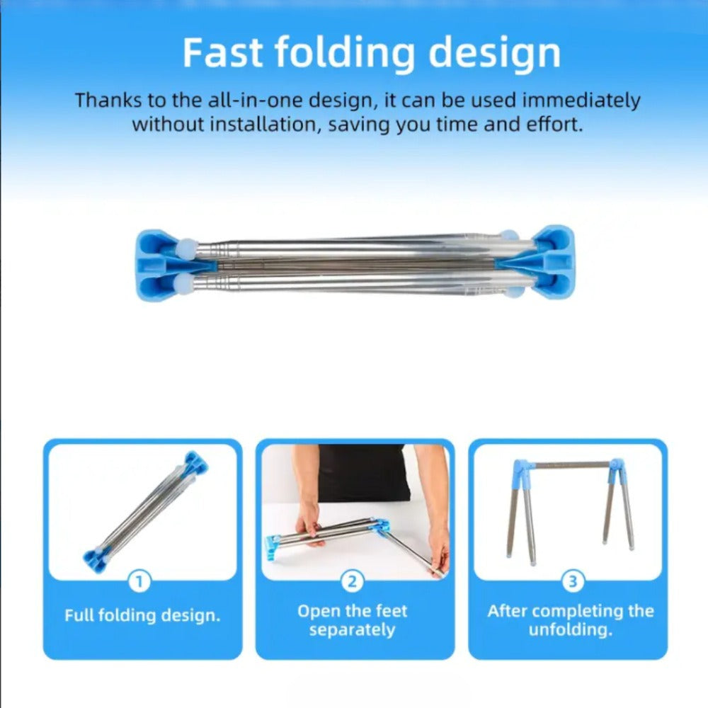 1pcs Multifunctional Portable Retractable Clothes Hanger, 34-78cm Adjustable Crossbar, 35-140cm Height Adjustable Folding Metal Clothesline Rack for Home, Laundry, Camping & Travel, Random Color