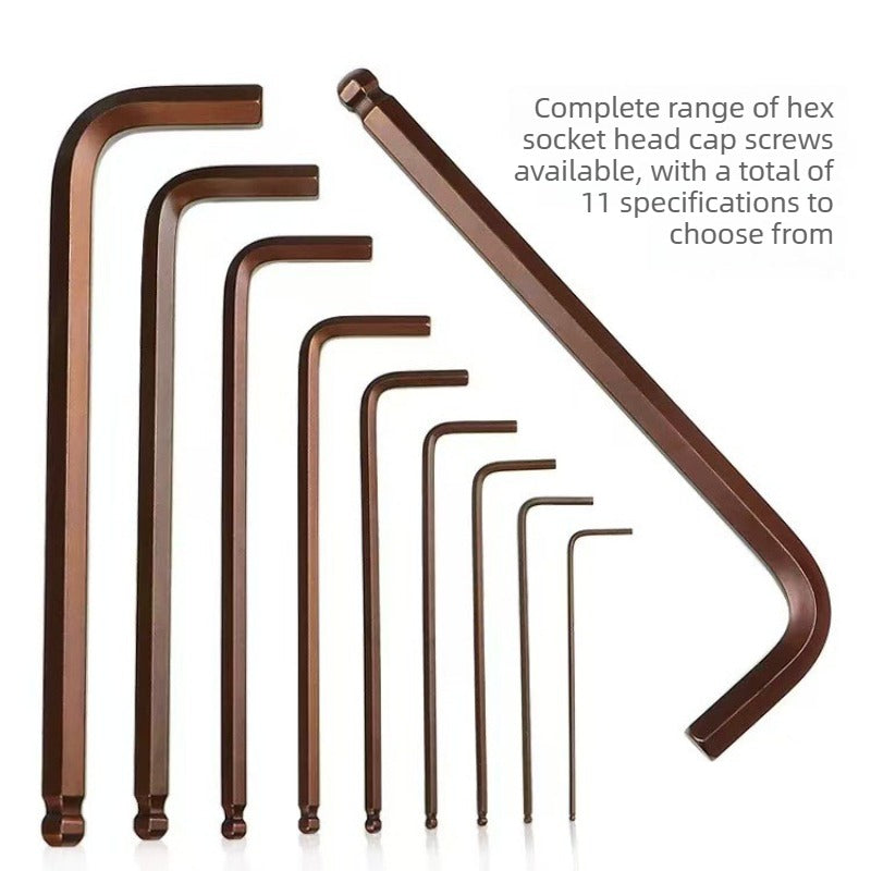 L-Shaped Ball-End Hex Wrench Set - S2 Hardened Long-Length Hex Socket Screwdriver Tool with 6-Point Design for Precision Fastening