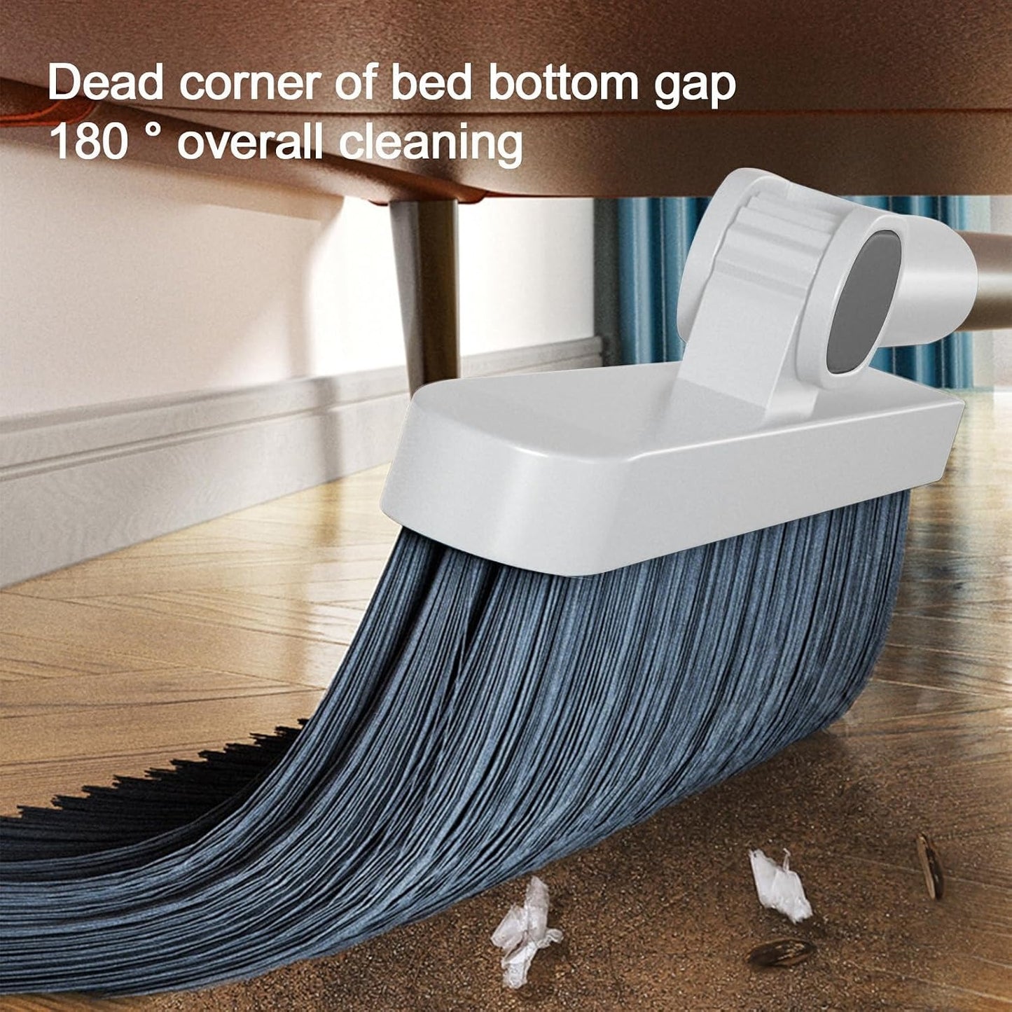 Broom and Dustpan Set, Long Adjustable Handle Broom Dustpan Combo with Dustpan Teeth to Clean Hair Suitable for Home Kitchen Office Hall Floor