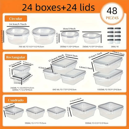 24-Piece Food Storage Container Set, Leak-Proof Bento Lunch Box, Microwave & Dishwasher Safe, Meal Prep, Fridge Organizer, Kitchen Organization Essentials