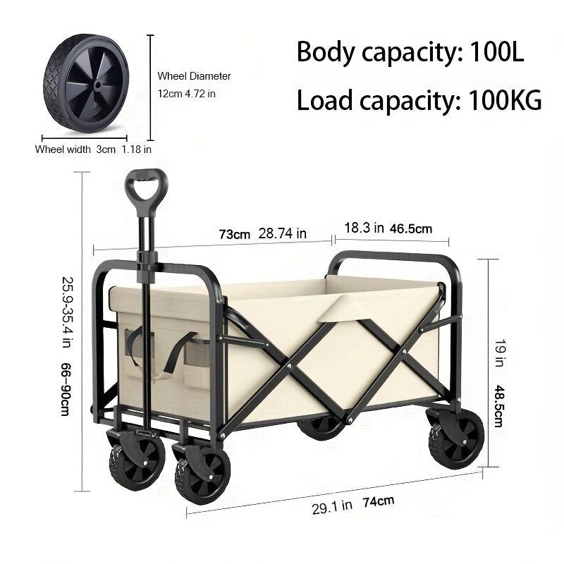 Collapsible Wagon Cart with Wheels Foldable - Folding Utility Heavy Duty Wagons Carts for Grocery Sports Garden Shopping Camping Wheelbarrows