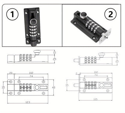 Sliding keyless combination lock with protective coating, suitable for pool gates and fences, shed doors, and cabinets (black)