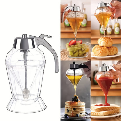 Honey Dispenser with Stand - Clear  Jar with No-Drip Dipper & Flip Top Lid | Leak-Proof Kitchen Dispenser for Maple Syrup, Cooking Oil, Seasonings
