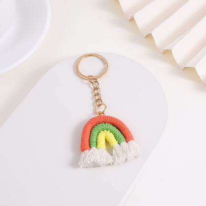 10 Pieces Rainbow Macrame Keychain Weaving Rainbow Tassel Keychains Car Keyring Holder Jewelry for Women