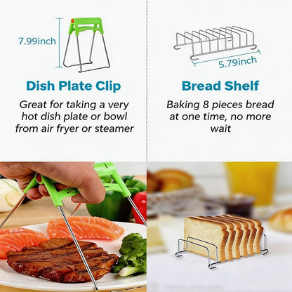 8 Inch Air Fryer Accessories Set of 8 for 3.5Qt-5.8Qt Phillips Nuwave Gowise Gourmia Ninja Dash Air Fryer, with Egg Bites Mold, Pizza Pan, Cake Barrel, Skewer Rack, Silicone Mat, Air Fryer Liners