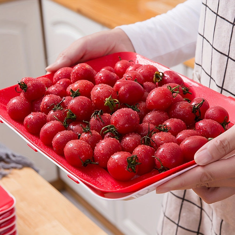 Food Plastic Preservation Tray, Stackable Food Tray Reusable Creative fresh tray storage for Food Preservation