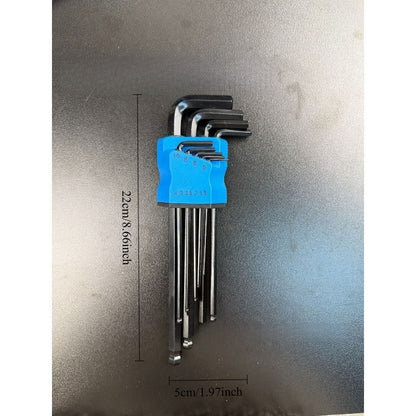 L-Shaped Ball-End Hex Wrench Set - S2 Hardened Long-Length Hex Socket Screwdriver Tool with 6-Point Design for Precision Fastening