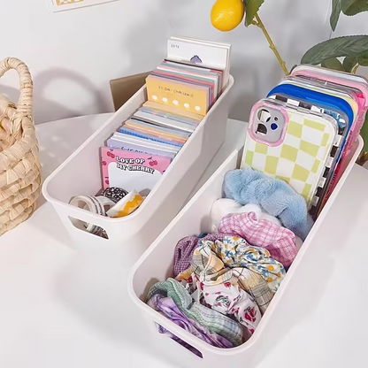 Storage Basket 10PCS Plastic Organizer Bins With Handles, 8.9"×3.7"×2.8" Stackable Storage Boxes For Kitchen, Fridge, Bathroom, Cabinet, Closet & Home Organization