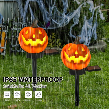 Solar Pumpkin Lights, 3 & 6 Pack 15.5"*3.15" Halloween Pathway Stake Lights Waterproof Solar Powered Jack-O'-Lantern, Orange & Black Plastic, for Outdoor Lawn Yard Garden Spooky Decor