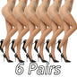 Sheer Tights for Women, 6 Pairs High Waist Control Top Pantyhose Soft Elastic Stretch (Fits 90-120lbs / 40-60kg), Black & Nude Nylon Blend, for Office Work Wear Dress Party Ladies
