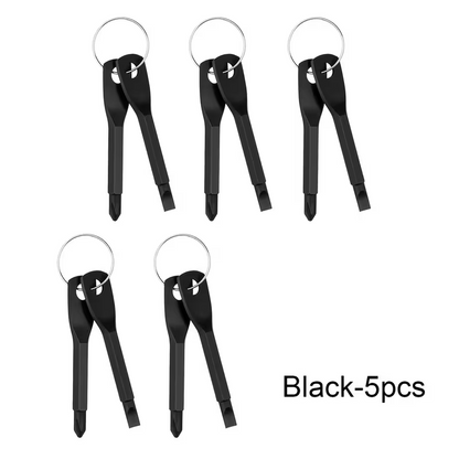 Keychain Screwdriver Set, 3Pcs Mini Portable Key Shaped Screwdriver Tool with Key Ring (1 Slotted + 1 Phillips), Black/Silver Stainless Steel, for Car Repair Outdoor EDC Home Emergency