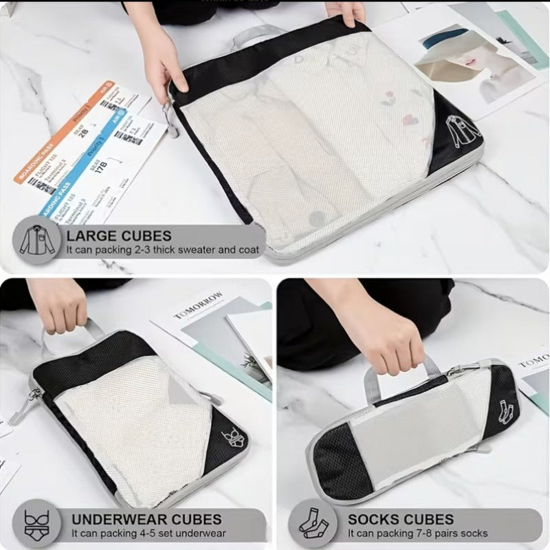 Mesh Compression Storage 5pcs Set Shoe Bag Bundle Pocket Storage Bag Set Large Capacity Storage Bag Visible Suitcase Organizer Bag Classification Bag