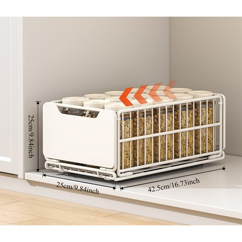 Foldable Expandable Pull-Out Basket - No Drilling Kitchen Under Sink Storage Rack, Pot and Pan Cabinet Organizer, Layered Drawer Shelf for Efficient Space Saving