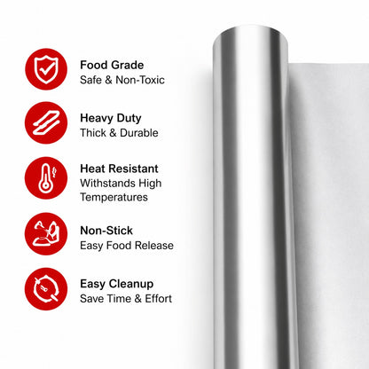 Aluminium Foil Roll, 6/12 Pack (11.8"*20m Each) Heavy Duty Baking Foil Thickened Heat Resistant Food Wrap, Silver Food Grade Aluminium, for Oven Baking BBQ Grilling Food Storage Home Kitchen