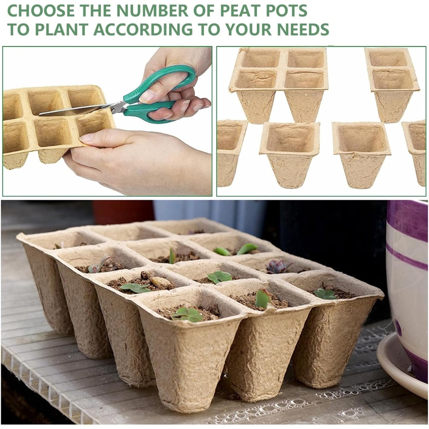 10 Pack Seedling Starter Trays - 120 Cells,Biodegradable Seed Starter Trays for Seedlings,Eco-Friendly Peat Pots