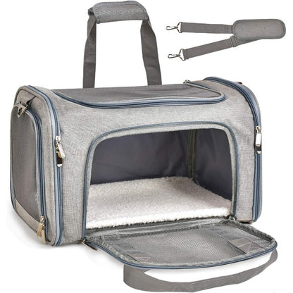 Cat Carriers Dog Carrier Pet Carrier For Small / Medium Cats Dogs Puppies (Up To 15lbs), TSA Airline Approved Small Dog Carrier Soft Sided, Collapsible Waterproof Travel Puppy Carrier - Grey