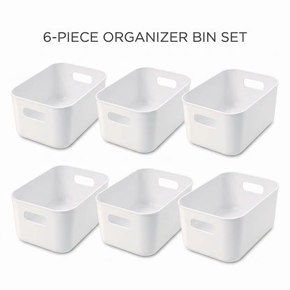 Storage Bins Set 3/6/9PCS, Multi-Purpose Plastic Organizer Bins with Handles, Stackable Kitchen Pantry Storage Baskets for Refrigerator, Cabinets, Bathroom and Home Organization
