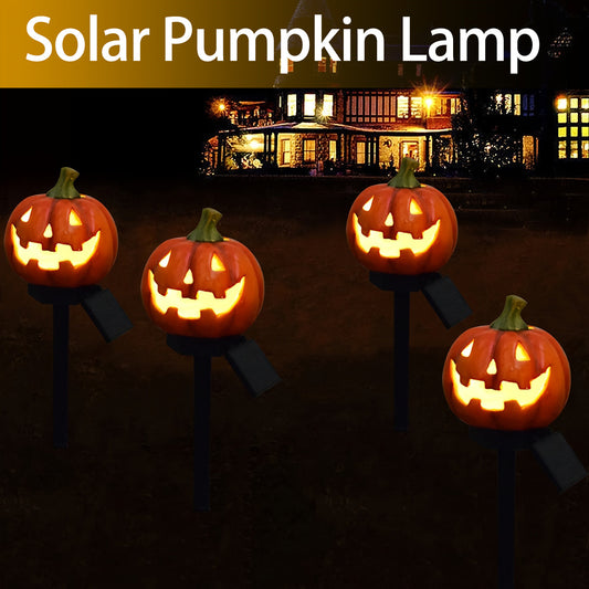 Pumpkin Solar Light - LED Waterproof Pumpkin Light for Garden, Balcony, Yard, Lawn, Pathway, Walkway - Garden Solar Powered Outdoor Decor,Stunning Halloween Decorations（4pcs）