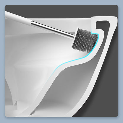 Toilet Brush and Holder Set.Silicone Toilet Brush Set, 2-in-1 Bathroom Cleaner with Flat & Round Heads, Wall Mounted or Floor Standing