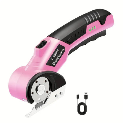electric box cutter, Rechargeable Cardboard Box Cutter, 4.2V Powerful Fabric Scissors with 2 Safety Blades & Storage Bag