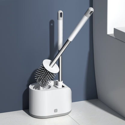 Toilet Brush and Holder Set.Silicone Toilet Brush Set, 2-in-1 Bathroom Cleaner with Flat & Round Heads, Wall Mounted or Floor Standing