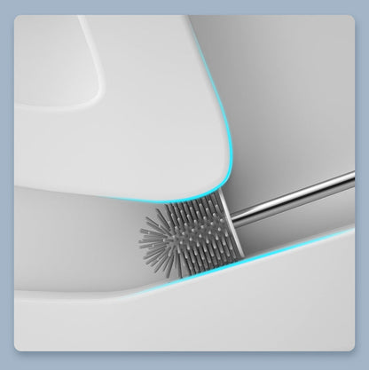 Toilet Brush and Holder Set.Silicone Toilet Brush Set, 2-in-1 Bathroom Cleaner with Flat & Round Heads, Wall Mounted or Floor Standing