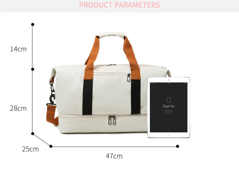 Travel bag, short-distance travel luggage bag, large capacity, lightweight, dry and wet separation, personal item travel bag, shoe bag, convenient bag for business trip