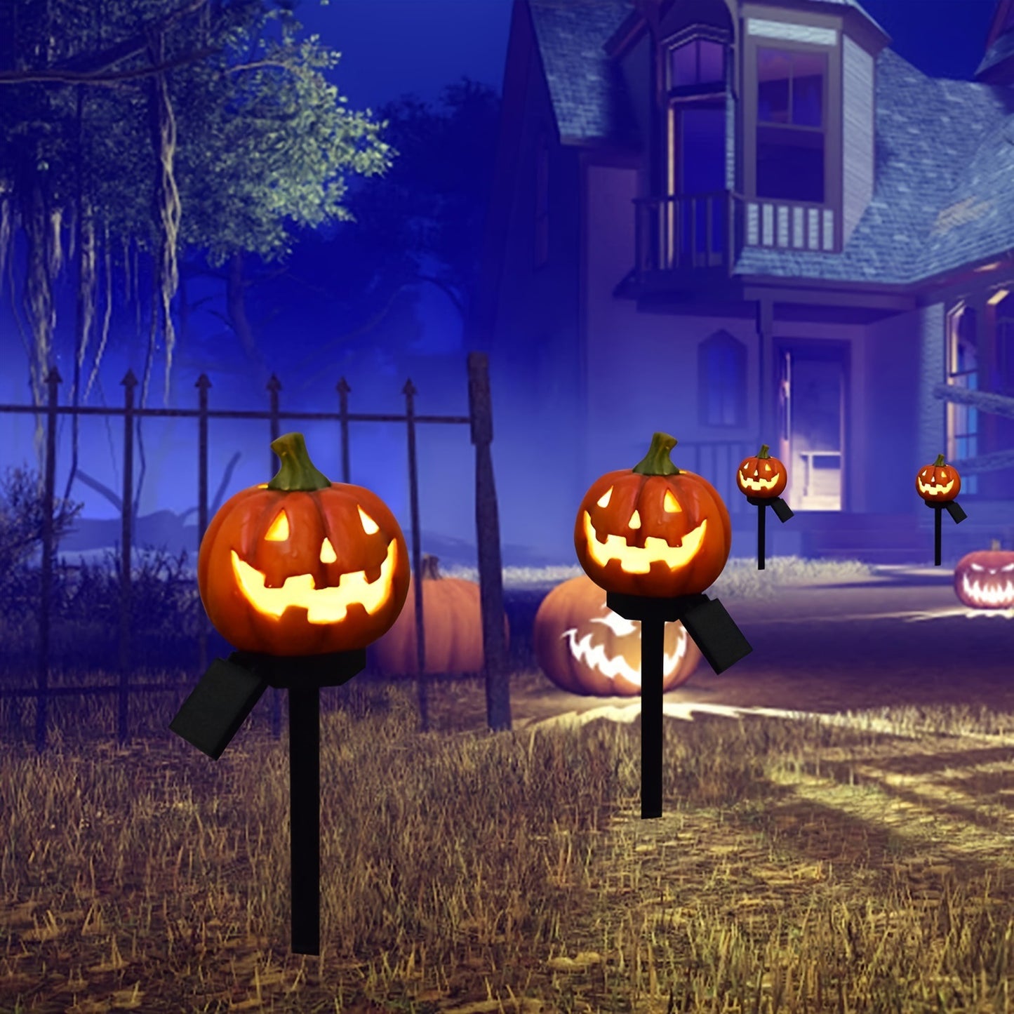 Pumpkin Solar Light - LED Waterproof Pumpkin Light for Garden, Balcony, Yard, Lawn, Pathway, Walkway - Garden Solar Powered Outdoor Decor,Stunning Halloween Decorations（4pcs）