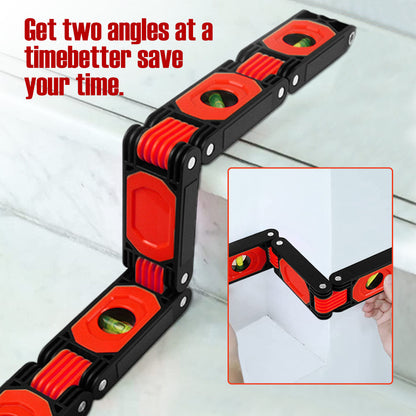 Folding Level, 5 Sections Foldable Measuring Tool for Various Corners Stairs, Accurate Multi-Angle Measurement Magnetic Aluminum Alloy Portable Level (28inch)