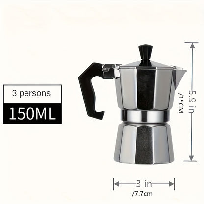 Classic Aluminum Mocha Pot - Italian Coffee Machine With Copper Valve, Compact 8-Side Design, Suitable For Home, Office, And Outdoor Use - Professional Coffee Machine