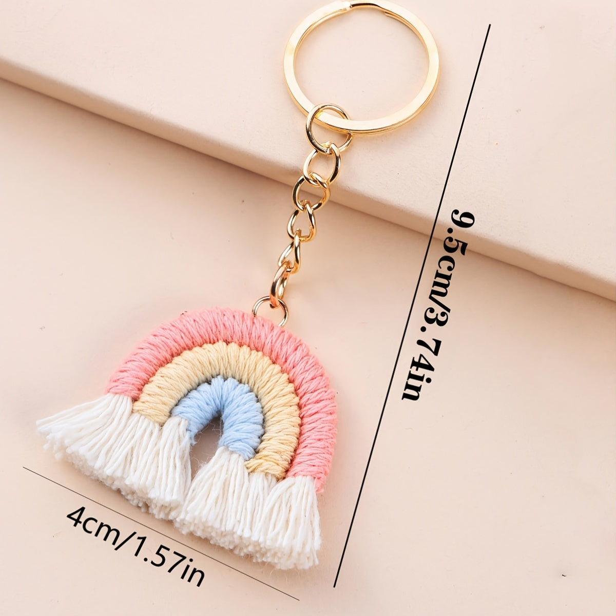 10 Pieces Rainbow Macrame Keychain Weaving Rainbow Tassel Keychains Car Keyring Holder Jewelry for Women