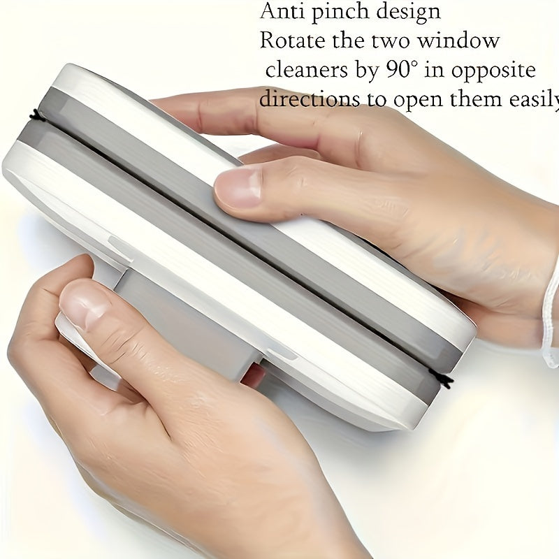 "1pc Double Sided Magnetic Window Cleaning Brush, High-rise Glass Cleaning Tool, ABS Handheld Safety Cleaning Accessories, Anti-Pinch Design, With Safety Rope, Suitable For 3-10mm Thickness Glass "