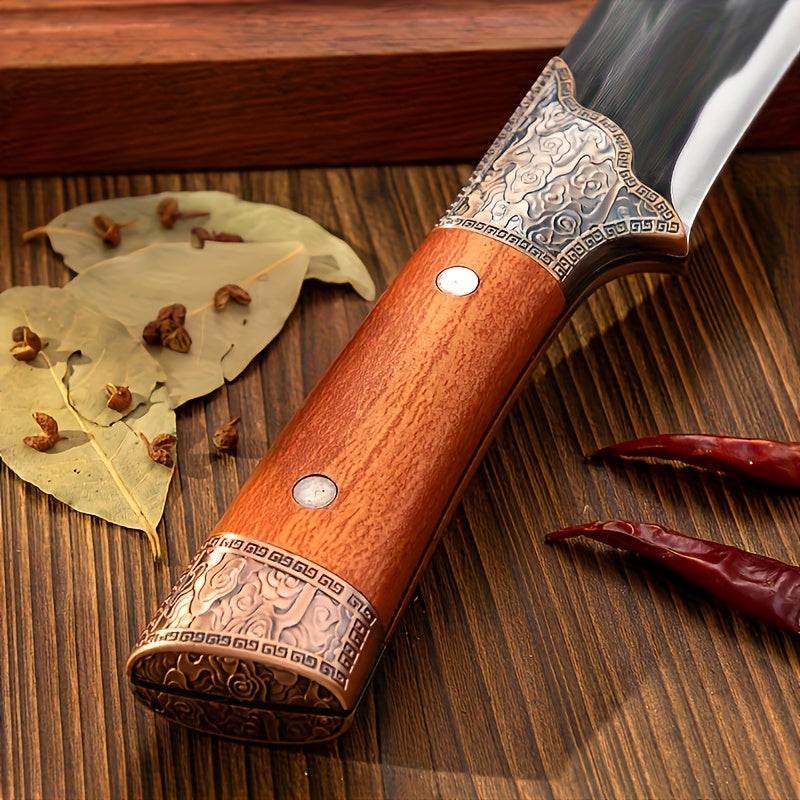 3-piece stainless steel hunting knife set/ with sheath for portable storage - household meat cleaver, camping barbecue knife/ durable full tang construction, easy-to-clean design