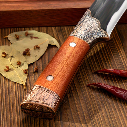 3-piece stainless steel hunting knife set/ with sheath for portable storage - household meat cleaver, camping barbecue knife/ durable full tang construction, easy-to-clean design