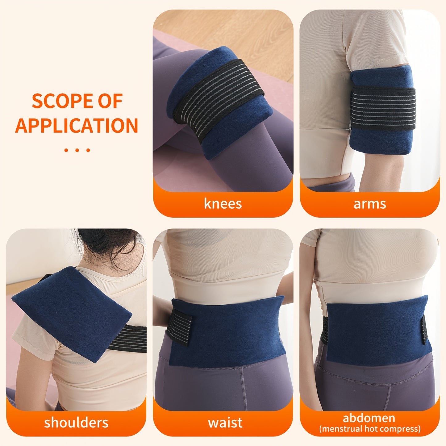 3-Pack Reusable Hot and Cold Gel Ice Pack Set for elbows, ankles, back, and shoulders, with adjustable straps