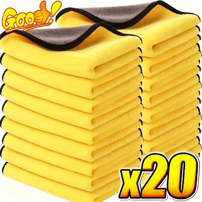 10/20 Pack Cleaning Towels, Premium Microfiber Coral velvet Washing and Detailing Towels for Car Detailing Household Cleaning Ultra-Soft Super Absorbent, Lint Streak-Free 11.8"x11.8” Cleaning Cloth (Yellow/Grey)