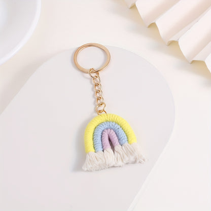 10 Pieces Rainbow Macrame Keychain Weaving Rainbow Tassel Keychains Car Keyring Holder Jewelry for Women