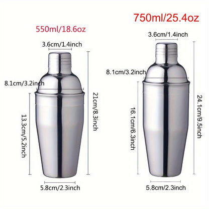 5-Piece Stainless Steel Bar Tools Set with Shaker, Jigger, Strainer, and Bar Tools for Parties and Gatherings