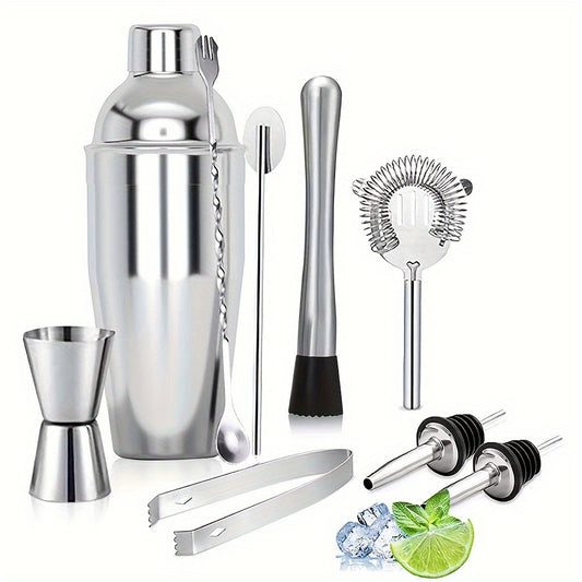 5-Piece Stainless Steel Bar Tools Set with Shaker, Jigger, Strainer, and Bar Tools for Parties and Gatherings