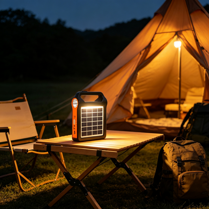 Portable Solar Power Bank Power Station, Mini Solar Lighting System With Replaceable Lithium Battery, USB Output For Charging Cellphone, Built-in Torch Light, Optional UFO LED Bulb For Household Outdoor Camping Power Failure Emergency Supply