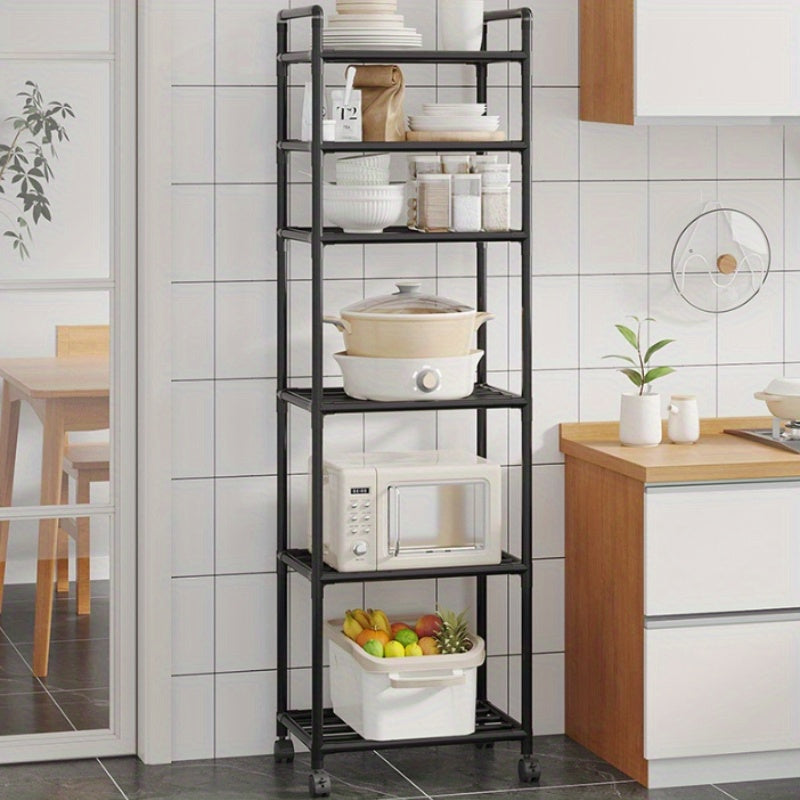 Multi layer kitchen storage rack - space saving floor storage rack for cookware and microwave ovens, no drilling required bathroom rack, for home use