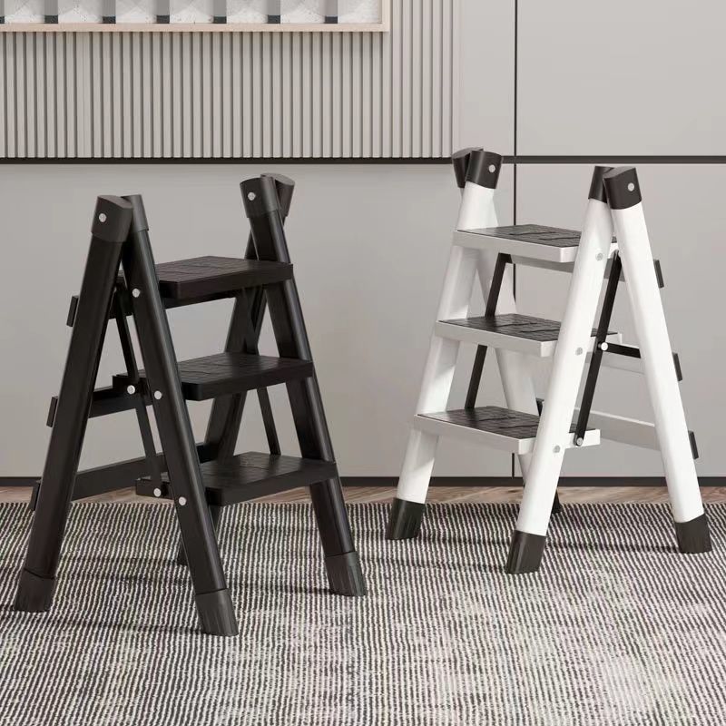 Folding Step Ladder - Portable Multi-Functional A-Frame Design, Three-Step Lightweight Carbon Steel Ladder Stool with Non-Slip Wide Steps, Perfect for Home, Kitchen, and Office Use, Compact Indoor Thickened Flower Rack.