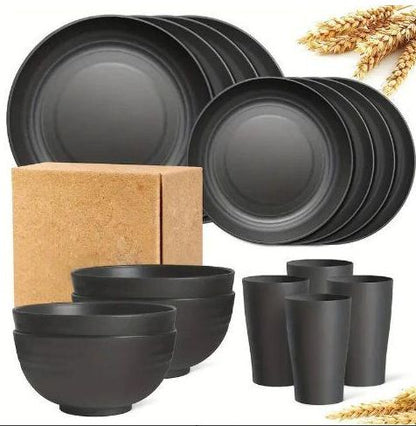 16-Piece Unbreakable Dinnerware Set, Shatterproof Plates, Microwave & Dishwasher Safe, Reusable Tableware - 8 Plates, 4 Bowls, 4 Cups - Perfect for Camping, Picnics, Housewarming Gifts, Family Gatherings, and Everyday Use