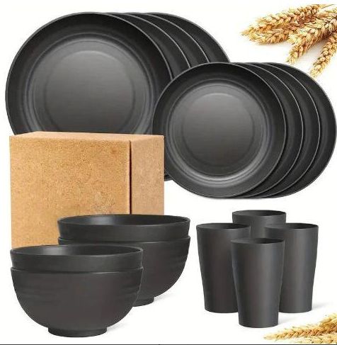 16-Piece Unbreakable Dinnerware Set, Shatterproof Plates, Microwave & Dishwasher Safe, Reusable Tableware - 8 Plates, 4 Bowls, 4 Cups - Perfect for Camping, Picnics, Housewarming Gifts, Family Gatherings, and Everyday Use