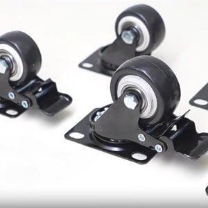 Caster Wheels Set of 4, Heavy Duty Casters with Brake, No Noise Locking Polyurethane (PU) Wheels, Swivel Plate Castors Pack
