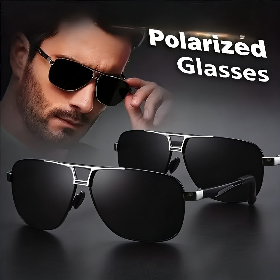 Double Bridge Polarized Sunglasses, Metal Frame UV400 Protection Pilot Sunglasses, Anti-Glare Driving Fishing Outdoor Sports Sun Glasses